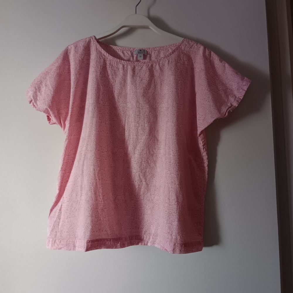 MAGEE 1866 Dublin Pink + White Survival Liberty Print Cotton Patty Blouse 6 👚